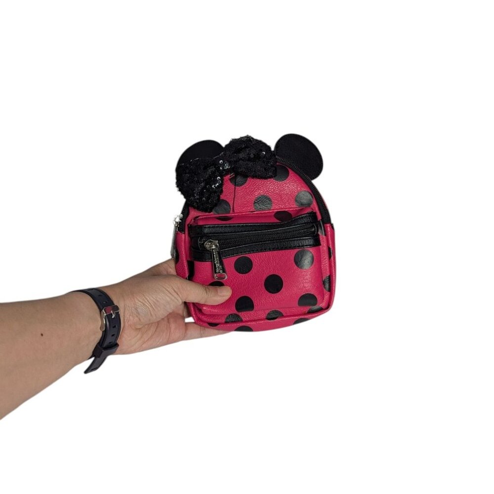 Loungefly Disney Parks Minnie Mouse Pink Black Polka Dot Backpack Wristlet